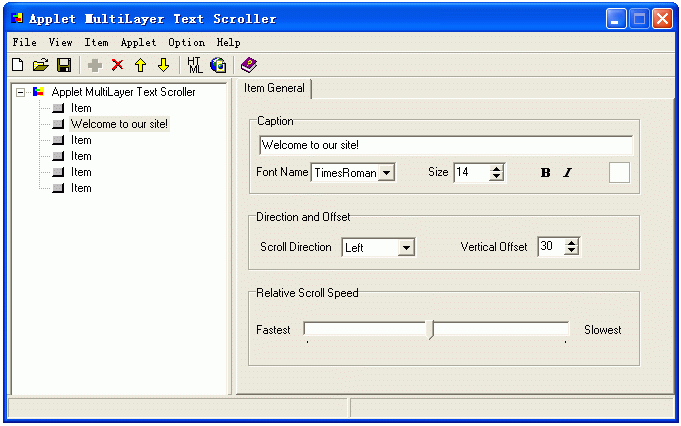 Applet MultiLayer Text Scroller Screenshot